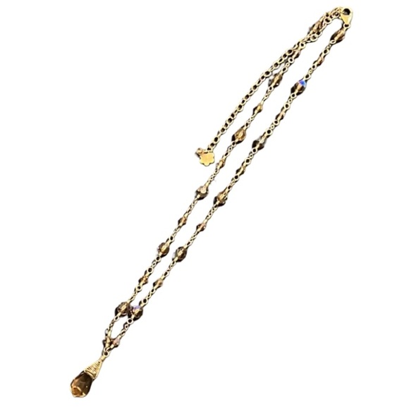 Lori Lori 14K Gold Vermeil Champagne Swarovski Crystal Lariat Necklace - Picture 10 of 11